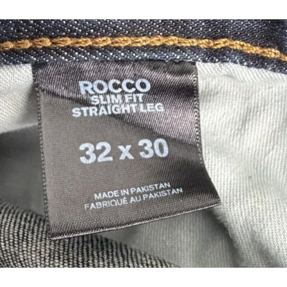 EXPRESS Rocco Slim Fit Straight Leg Men's Jeans 32x30 Dark Wash Denim Whiskering